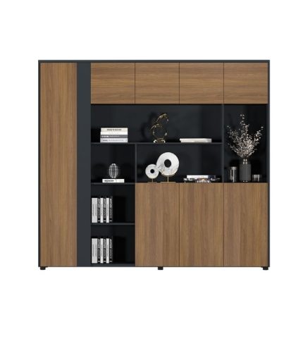 Tủ hồ sơ THS16.1 220x200 - Vân gỗ đậm kết hợp Đen