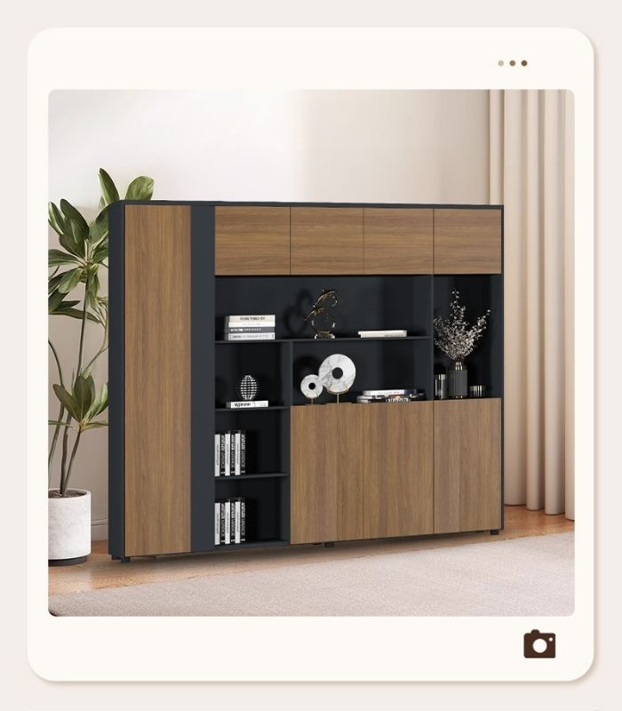 Tủ hồ sơ THS16.1 220x200 - Vân gỗ đậm kết hợp Đen