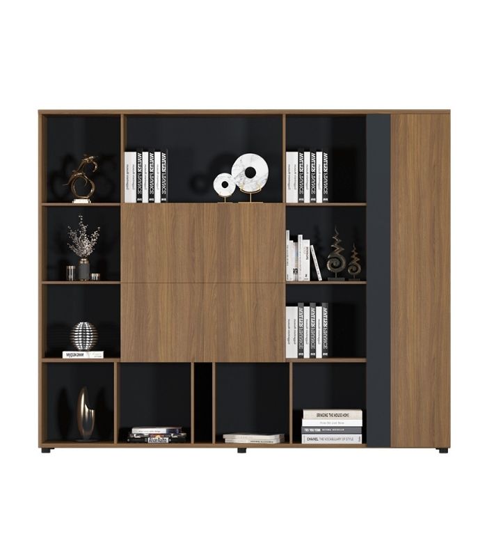 Tủ hồ sơ THS17.1 240x200 - Vân gỗ đậm kết hợp Đen