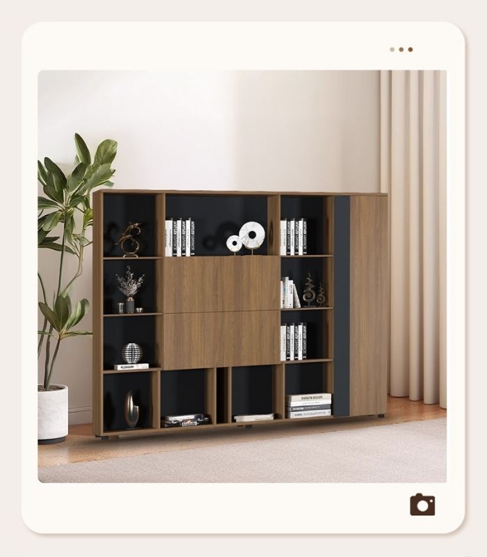Tủ hồ sơ THS17.1 240x200 - Vân gỗ đậm kết hợp Đen