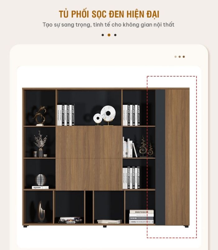 Tủ hồ sơ THS17.1 240x200 - Vân gỗ đậm kết hợp Đen