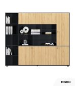 Tủ hồ sơ THS19.1 240x200 - Vân gỗ nhạt kết hợp Đen