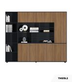 Tủ hồ sơ THS19.2 240x200 - Vân gỗ đậm kết hợp Đen
