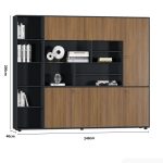 Tủ hồ sơ THS19.2 240x200 - Vân gỗ đậm kết hợp Đen