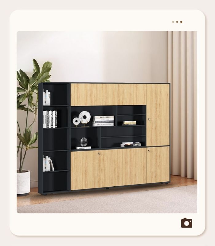 Tủ hồ sơ THS19.2 240x200 - Vân gỗ đậm kết hợp Đen