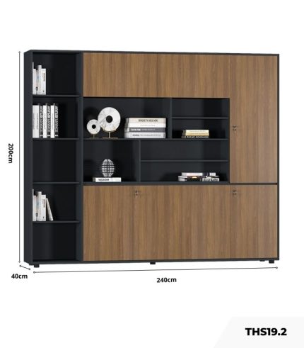 Tủ hồ sơ THS19.2 240x200 - Vân gỗ đậm kết hợp Đen