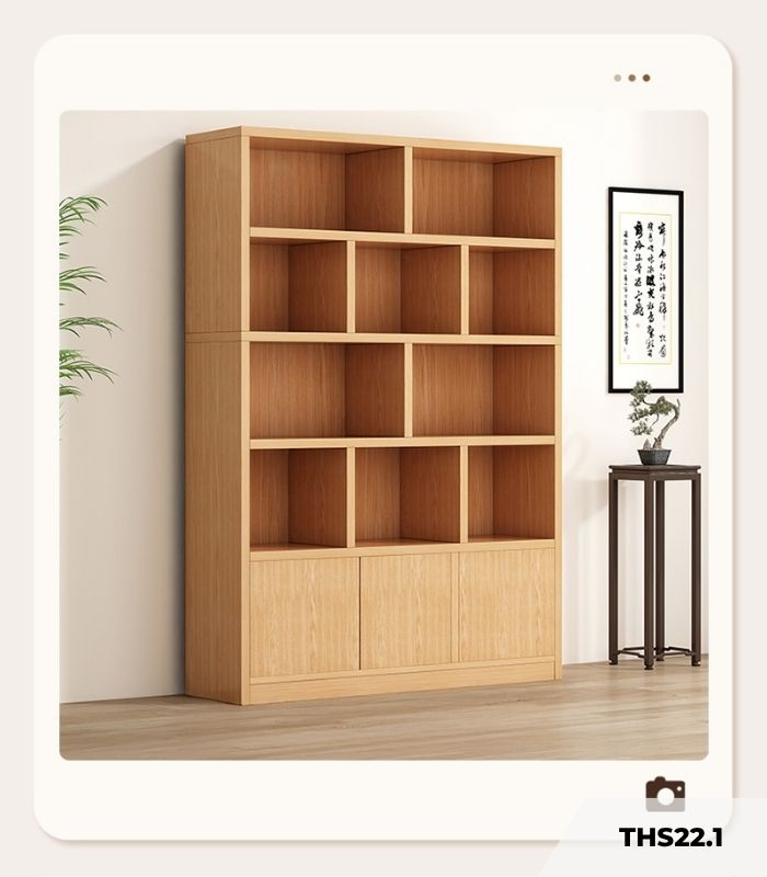 Tủ hồ sơ THS21.1 90x180 - Trắng kết hợp Vân gỗ nhạt