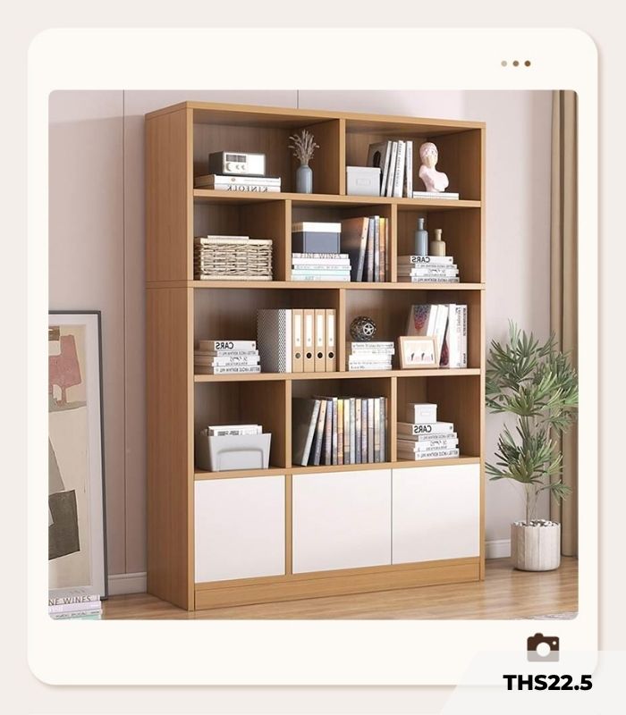 Tủ hồ sơ THS22.5 120x180 - Vân gỗ nhạt kết hợp Trắng