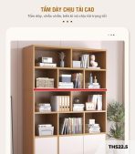 Tủ hồ sơ THS22.5 120x180 - Vân gỗ nhạt kết hợp Trắng