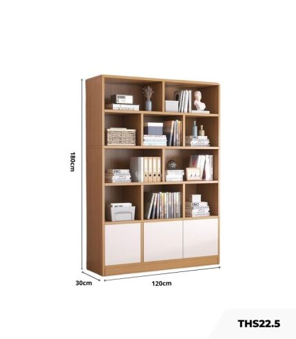 Tủ hồ sơ THS22.5 120x180 - Vân gỗ nhạt kết hợp Trắng