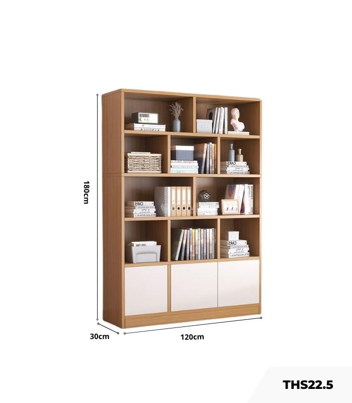 Tủ hồ sơ THS22.5 120x180 - Vân gỗ nhạt kết hợp Trắng