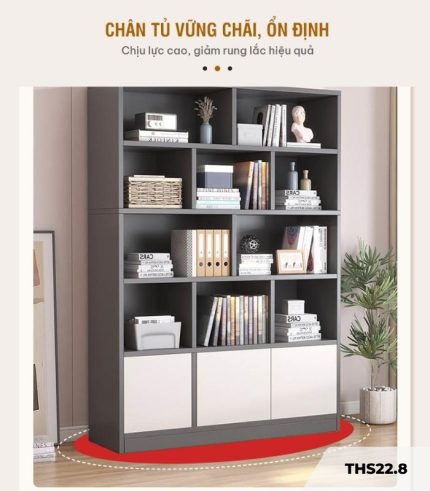 Tủ hồ sơ THS22.8 120x180 - Trắng kết hợp Ghi