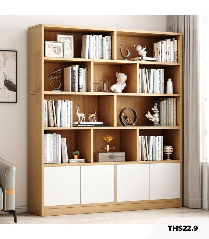 Tủ hồ sơ THS22.9 140x180 - Vân gỗ nhạt kết hợp Trắng
