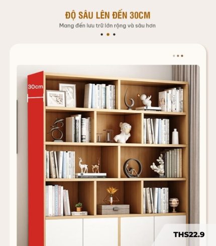 Tủ hồ sơ THS22.9 140x180 - Vân gỗ nhạt kết hợp Trắng