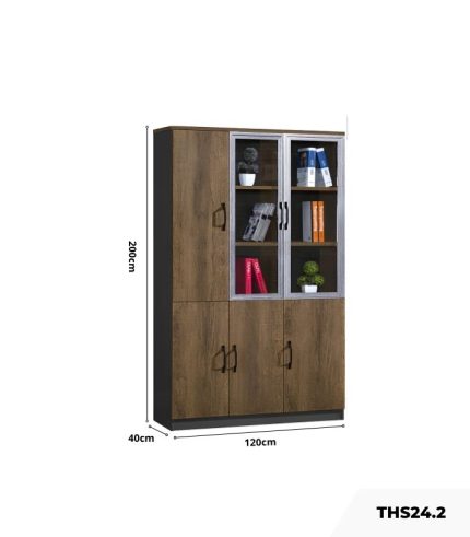 Tủ hồ sơ THS24.2 120x200 - Vân gỗ đậm