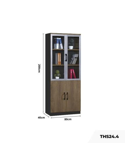 Tủ hồ sơ THS24.4 80x200 - Vân gỗ đậm