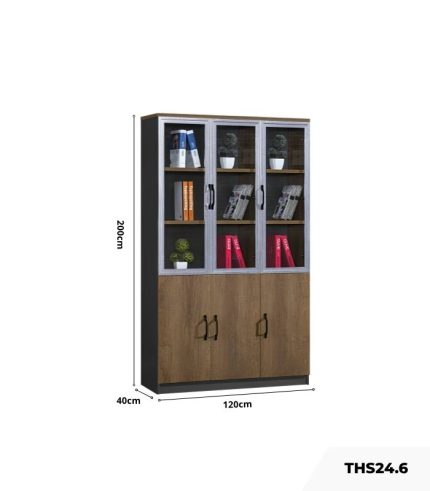 Tủ hồ sơ THS24.6 120x200 - Vân gỗ đậm