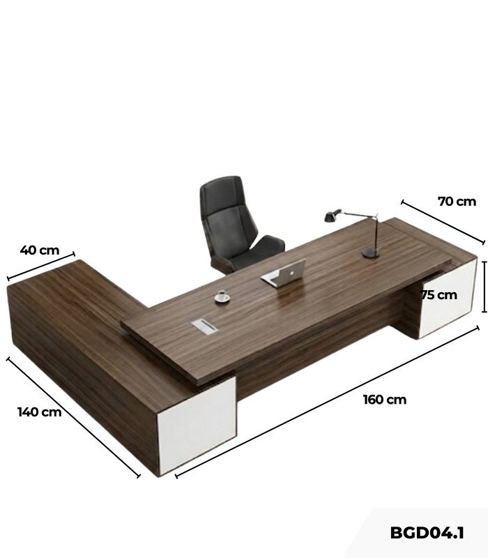 Bàn giám đốc BGD04.1 160x140 - Vân gỗ đậm