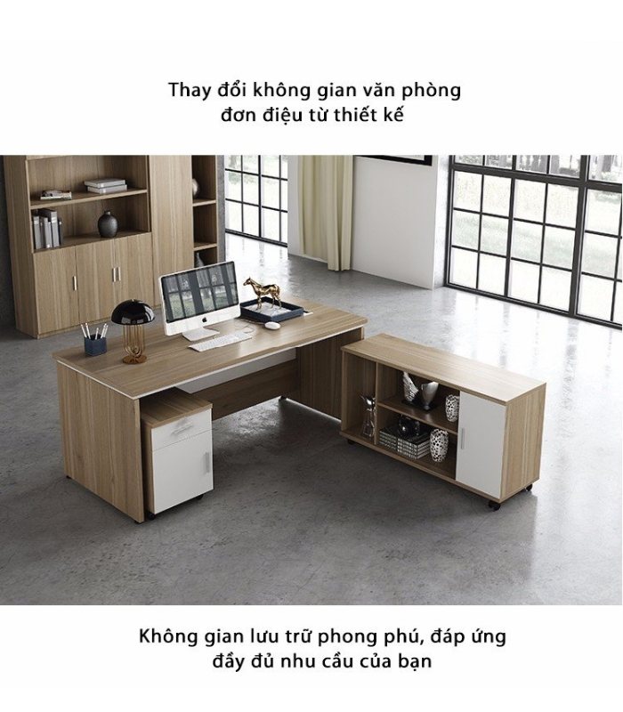 Bàn giám đốc BGD05.1 160x70 - Vân gỗ đậm