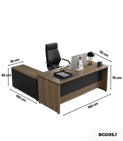 Bàn giám đốc BGD05.1 160x100 - Vân gỗ đậm