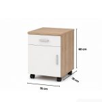 Tab Di Động 2 Ngăn TDD17.1 35x35x60 - Vân gỗ đậm kết hợp Trắng