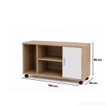 Tủ Phụ Di Động TDD18.1 100x35x65 - Vân gỗ đậm kết hợp Trắng