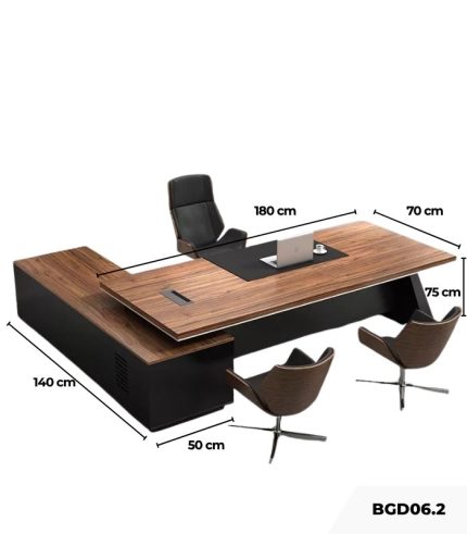 Bàn giám đốc BGD06.2 180x140 - Vân gỗ kết hợp Ghi