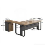 Bàn giám đốc BGD08.1 140x60 - Vân gỗ kết hợp Ghi