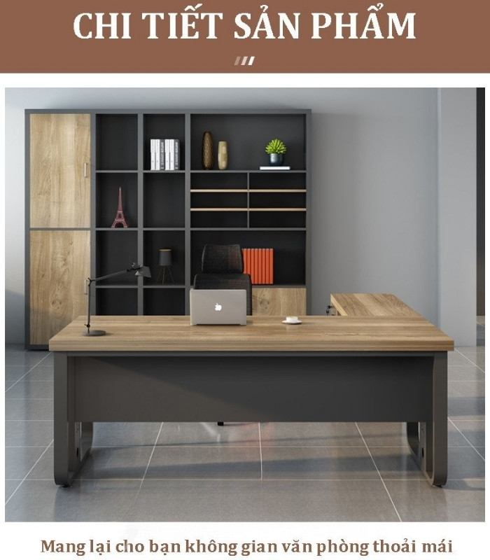 Bàn giám đốc BGD08.1 140x60 - Vân gỗ kết hợp Ghi