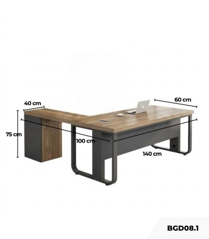 Bàn giám đốc BGD08.1 140x60 - Vân gỗ kết hợp Ghi