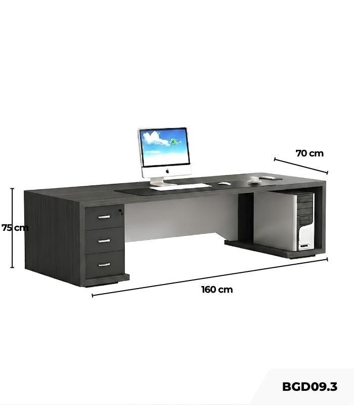 Bàn giám đốc BGD09.3 160x70 - Trắng kết hợp Đen