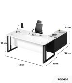 Bàn giám đốc BGD10.1 140x60 - Trắng kết hợp Đen