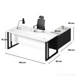 Bàn giám đốc BGD10.1 140x60 - Trắng kết hợp Đen