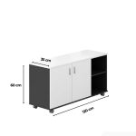 Tủ Phụ Di Động TDD24.1 120x35x60 - Trắng kết hợp Đen