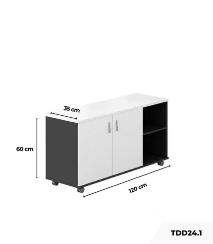 Tủ Phụ Di Động TDD24.1 120x35x60 - Trắng kết hợp Đen