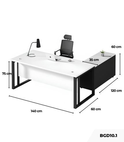 Bàn giám đốc BGD10.1 140x60 - Trắng kết hợp Đen
