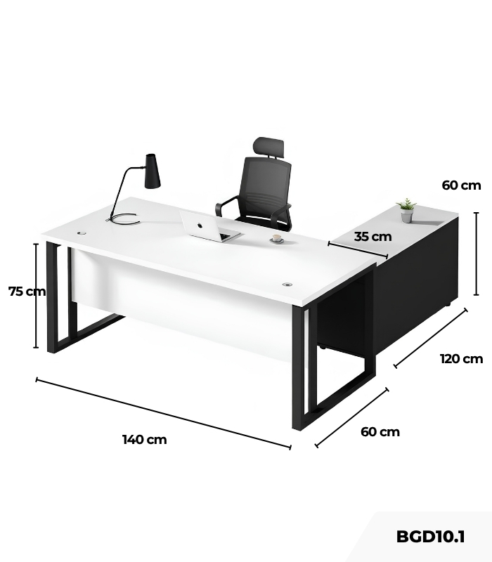 Bàn giám đốc BGD10.1 140x60 - Trắng kết hợp Đen