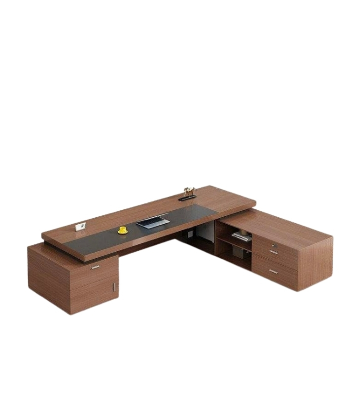 Bàn giám đốc BGD11.1 180x160 - Vân gỗ đậm