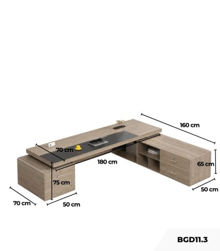 Bàn giám đốc BGD11.3 180x70 - Vân gỗ nhạt