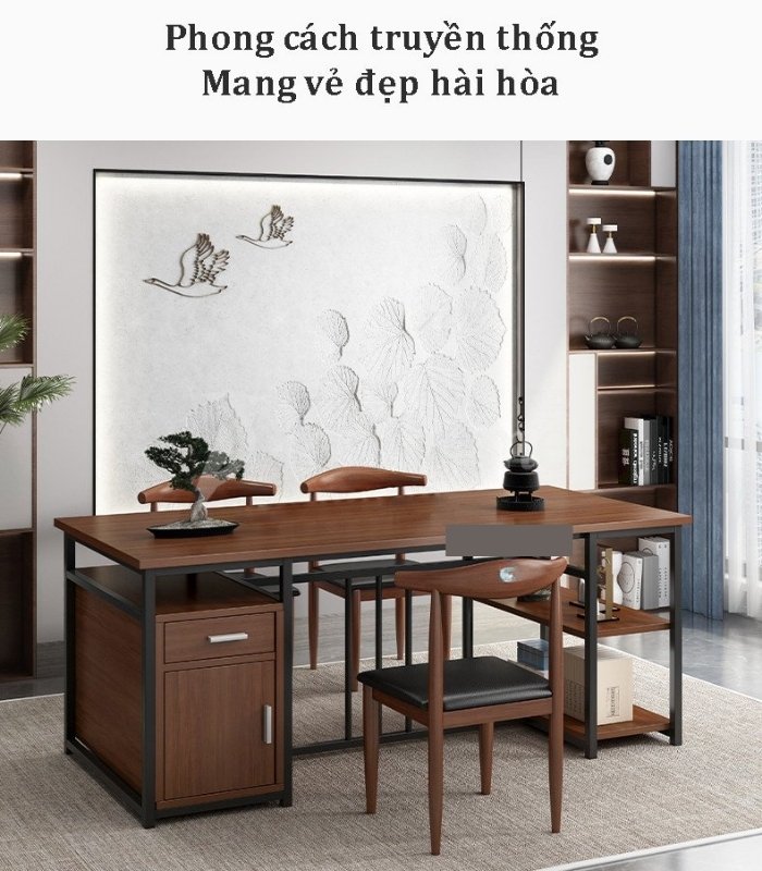 Bàn giám đốc BGD12.1 140x60 - Vân gỗ đậm