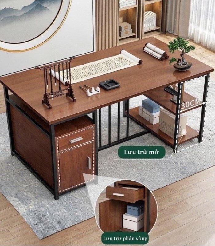 Bàn giám đốc BGD12.1 140x60 - Vân gỗ đậm
