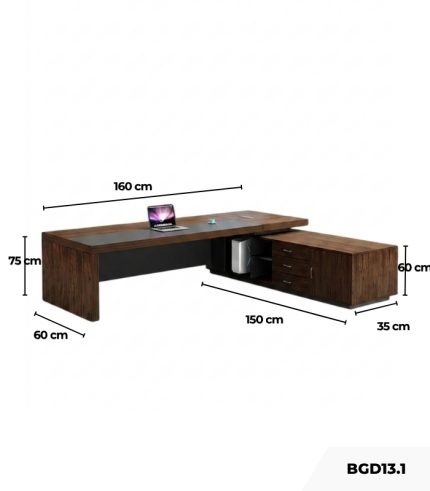 Bàn giám đốc BGD13.1 160x60 - Vân gỗ đậm