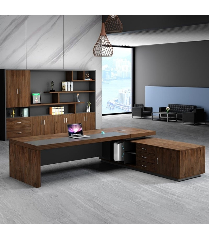 Bàn giám đốc BGD13.1 160x150 - Vân gỗ đậm