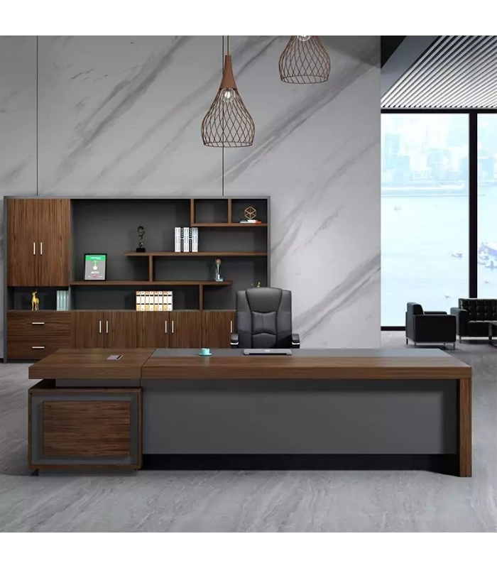 Bàn giám đốc BGD13.1 160x150 - Vân gỗ đậm