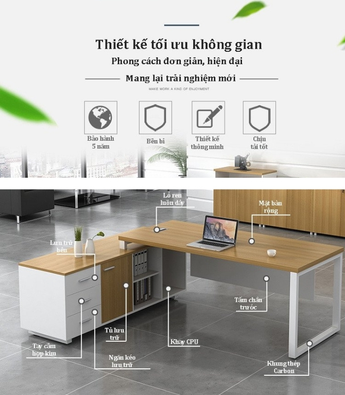 Bàn giám đốc BGD14.1 160x140 - Vân gỗ