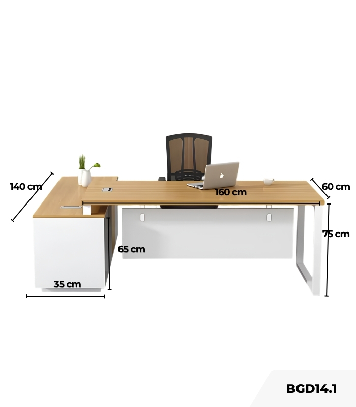 Bàn giám đốc BGD14.1 160x140 - Vân gỗ