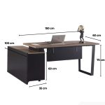Bàn giám đốc BGD15.1 150x100 - Vân gỗ kết hợp Ghi