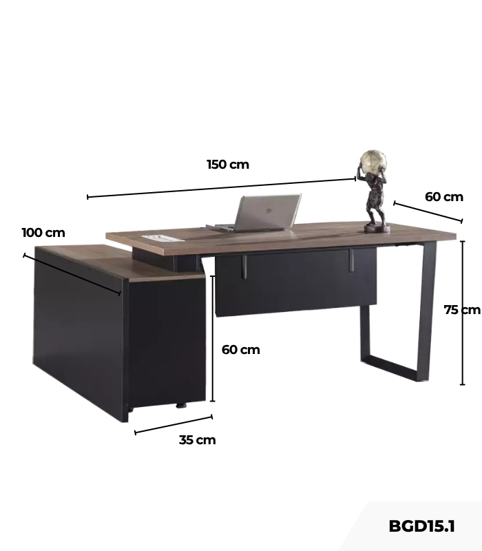 Bàn giám đốc BGD15.1 150x100 - Vân gỗ kết hợp Ghi