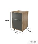 Tab di động 2 ngăn TDD25.1 35x35x60 - Vân gỗ