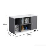 Tủ Phụ Di Động TDD26.1 100x25x60 - Trắng kết hợp Xám